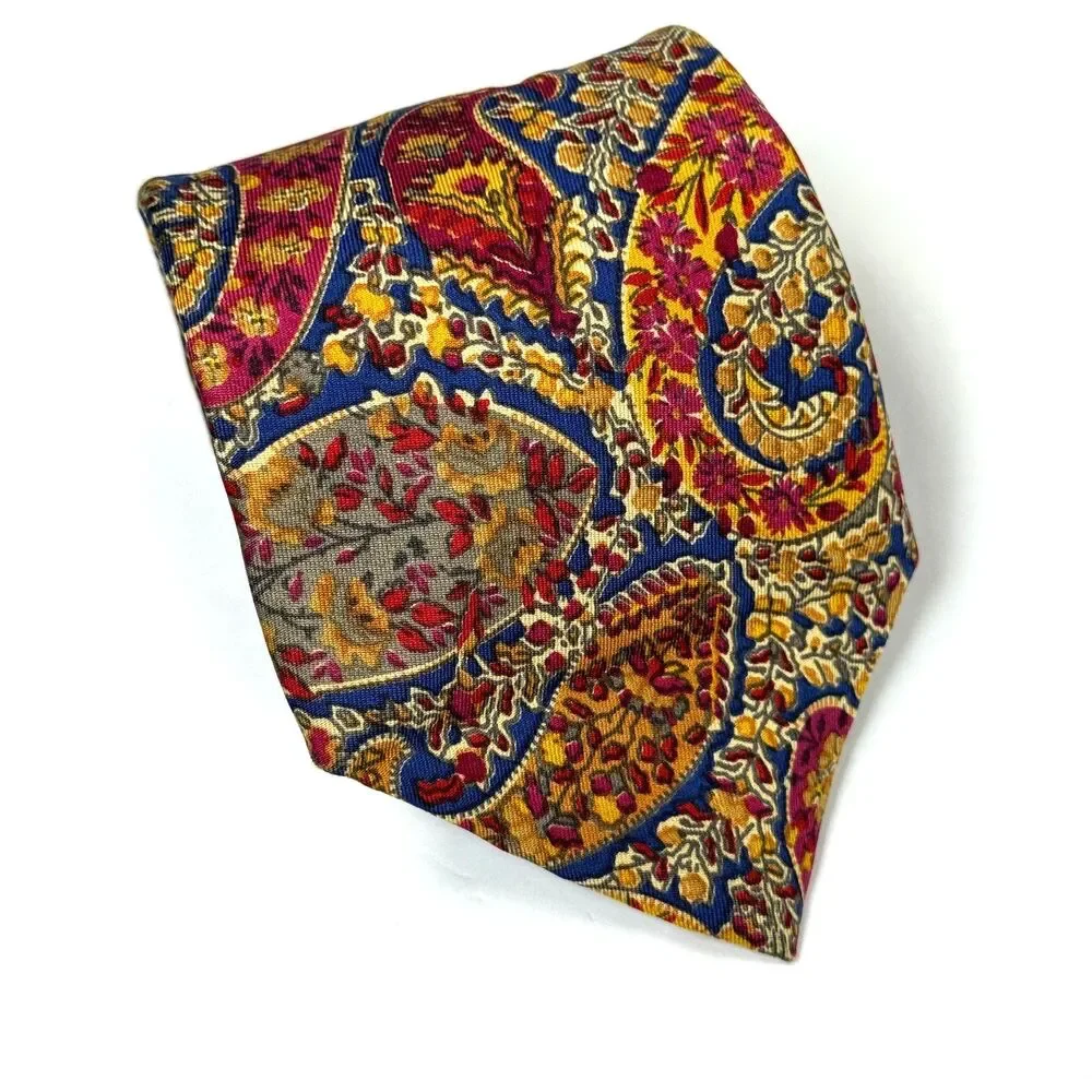 Vintage‎ Etro Silk Tie Paisley Baroque Multicolor Milano Italy Print Made in USA